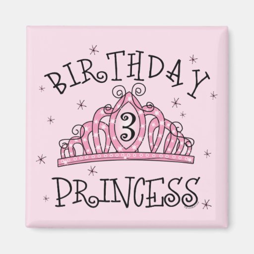 Tiara Princess 3rd Birthday Refrigerator Magnets