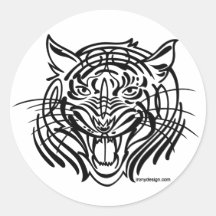 Tibal Tiger Round Stickers