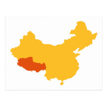 Tibet China map Post Cards
