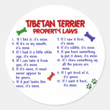 TIBETAN TERRIER Property Laws 2 Stickers