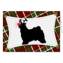 Tibetan Terrier Reindeer Christmas Card