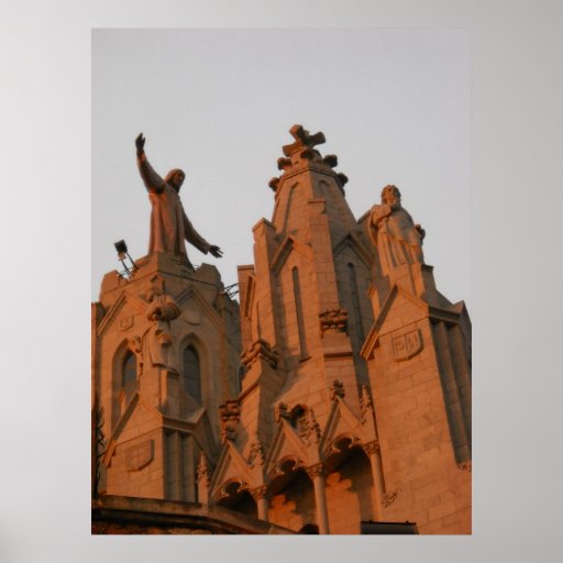 Tibidabo Temple de Sagrat Cor Barcelona Spain Poster