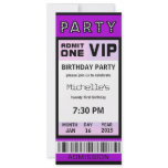 Ticket 21st Birthday Party Invitations Purple