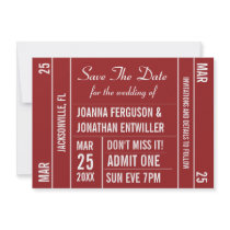 Ticket Stub (Red) Save The Date Invitation