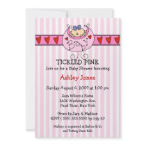 TICKLED PINK Bib Baby Girl Shower Invitations