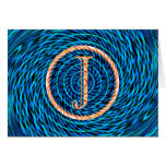 Tidal Spiral Blue Monogram J Greeting Card