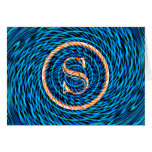 Tidal Spiral Blue Monogram S Greeting Card
