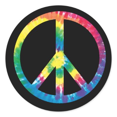 Tie dye peace sign 2 stickers by jricher1321