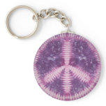 Tie Dye Peace Sign - Key Chain - Purple