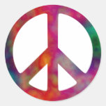 Tie Dye Peace Symbol Round Stickers