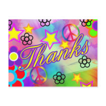 Tie-dye thank you card postcards