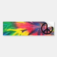 Tie Dyed Black Peace Sign Bumper Stickers