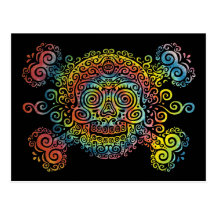 Tie-Dyed Sugar Skull Post Cards