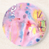 Tied dye type design, purple pink and more drink coasters