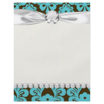 tiffany blue and brown swirl ornate damask full color flyer