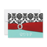 Tiffany Blue and Red RSVP Wedding Cards invitations