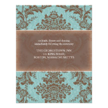 Tiffany Blue Elegant Damask reception card Personalized Announcement