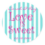 Tiffany Blue & Fuchsia  'love is sweet' sticker