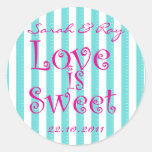 Tiffany Blue & Fuchsia  'love is sweet' sticker