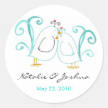 Tiffany Blue Lovebirds Favour Tags Sticker