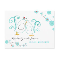 Tiffany Blue Lovebirds Save the Dates Post Card