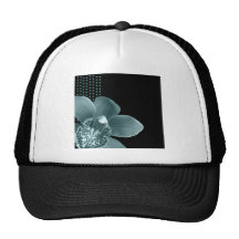 Tiffany Blue Orchid on Black Hat