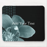 Tiffany Blue Orchid on Black Mouse Pad