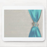 Tiffany blue satin ribbon with jewel copy mousepads
