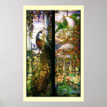 Tiffany Stained Glass Peacock Parrots Print