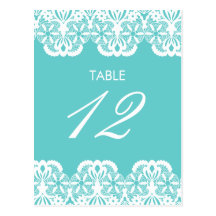 Tiffany Teal Lace Table Number Card Postcard