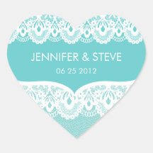 Tiffany Teal Lace Wedding Stickers