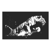 Tiger Attacking Rectangle Stickers