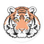 Tiger Face Round Stickers