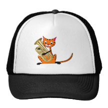 Tiger Playing the Euphonium Trucker Hats