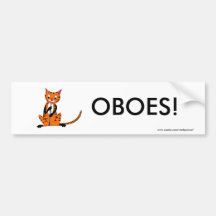 Tiger Playing the Oboe Bumper Sticker