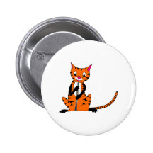 Tiger Playing the Oboe Pinback Button