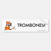 Tiger Playing the Trombone Bumper Stickers