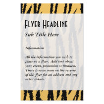 Tiger Print Pattern. Orange and Black. Flyer Design