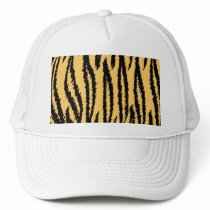 Tiger Print Pattern. Orange and Black. Mesh Hat
