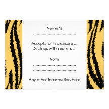 Tiger Print Pattern. Orange and Black. Invitation