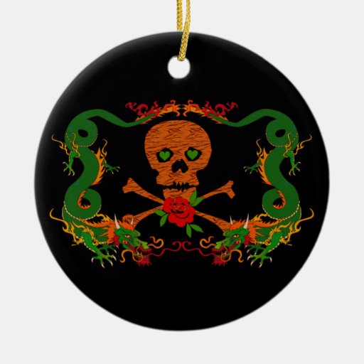 Tiger Skull Valentine Christmas Ornament
