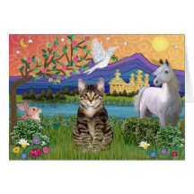 Tiger Tabby Cat  - Fantasy Land Cards