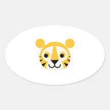 Tiger Tigers Big Cat Cats Cute Head Smile Oval Stickers