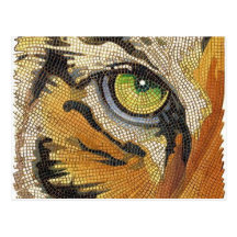 "Tiger Tiles" Tiger Face Mosaic Watercolor Post Cards