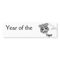 Tiger with Hearts Bumper Sticker