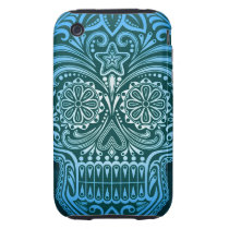 Tight Blue Sugar Skull Tough Iphone 3 Covers