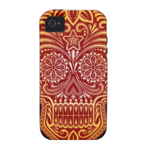 Tight Red and Yellow Sugar Skull iPhone 4 Cover