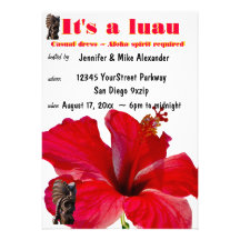 Tiki Hibiscus Luau Party Custom Announcements