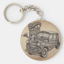 Tiki Woodie Key Chains