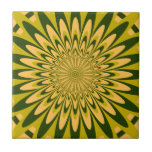 Tile, Abstract Flower 5, Chartreuse Gold
